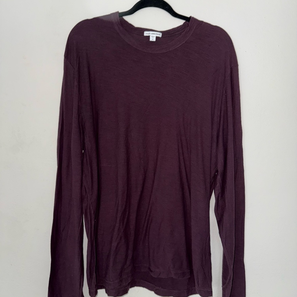 James Perse Long Sleeve Crew Neck Shirt – Men’s Size 4 (XL), Burgundy